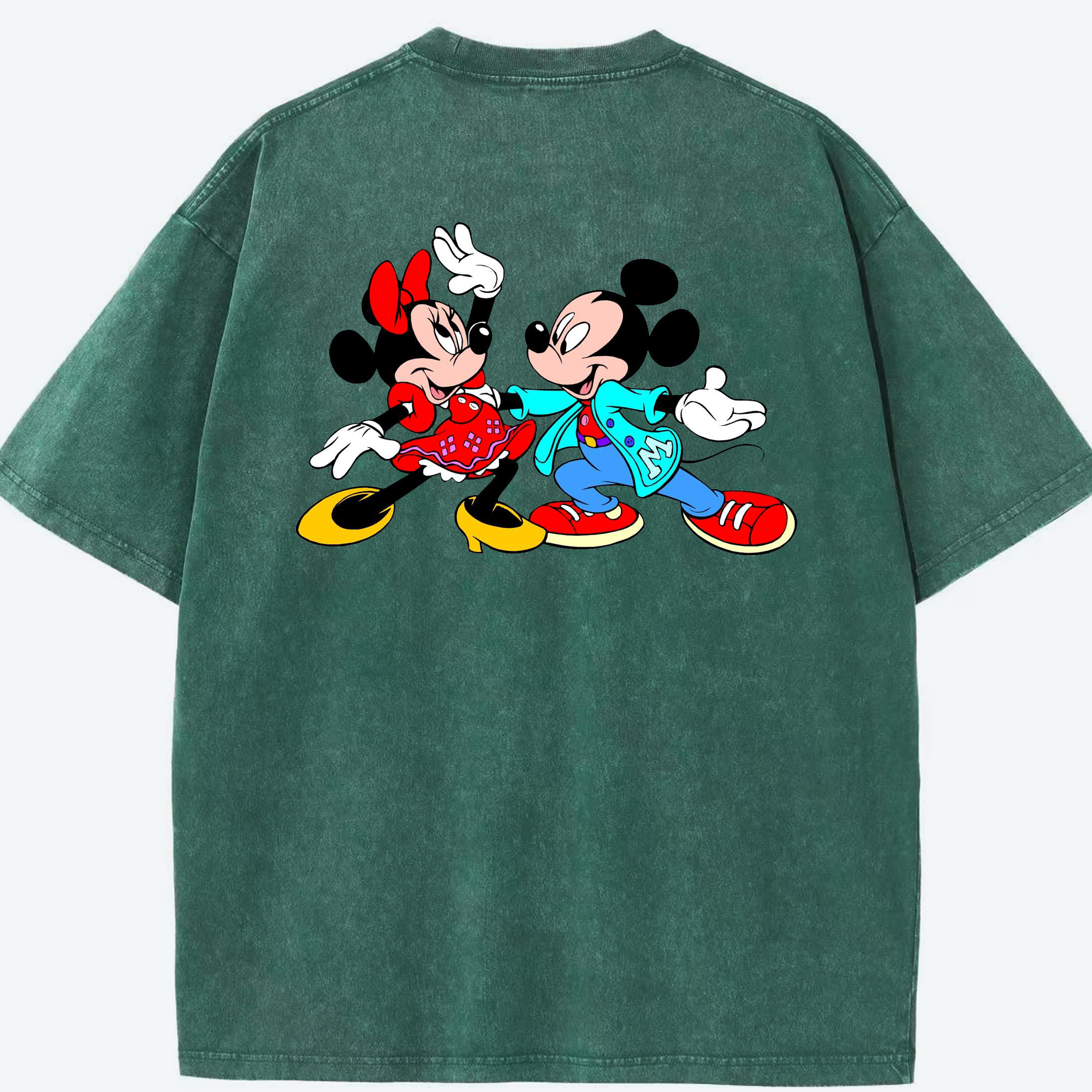 （画像用） ミッキーマウス Mickey Mouse 綿100% ヴィンテージ風 半袖Tシャツ（背面プリント）